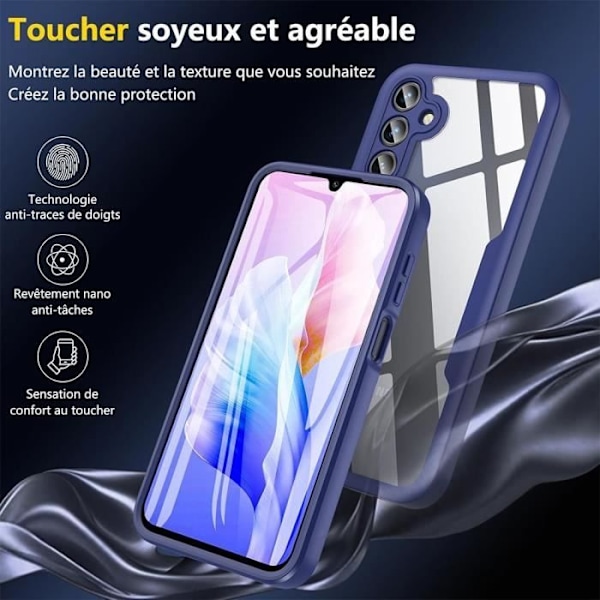 Fodral för Samsung Galaxy A15 5G-4G Helkroppsförstärkt kant hårt 360° skydd - Marinblå