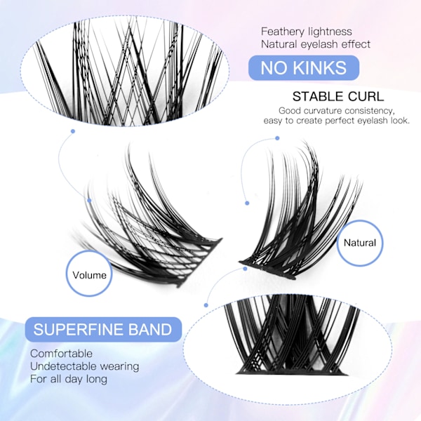 Individuella falska ögonfransar - Set Natural Volume Lashes - 40p Svart