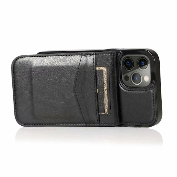 iPhone 15 Pro Max Mobilskal Korthållare 5-FACK Retro V3 Svart