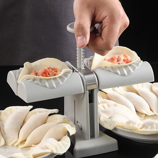Dobbelt hoved automatisk Wonton Dumpling Maker 1 stk Wonton Dumpling Maker og Dumpling Form Rustfrit Stål Køkkenudstyr Wonton Dumpling Maker