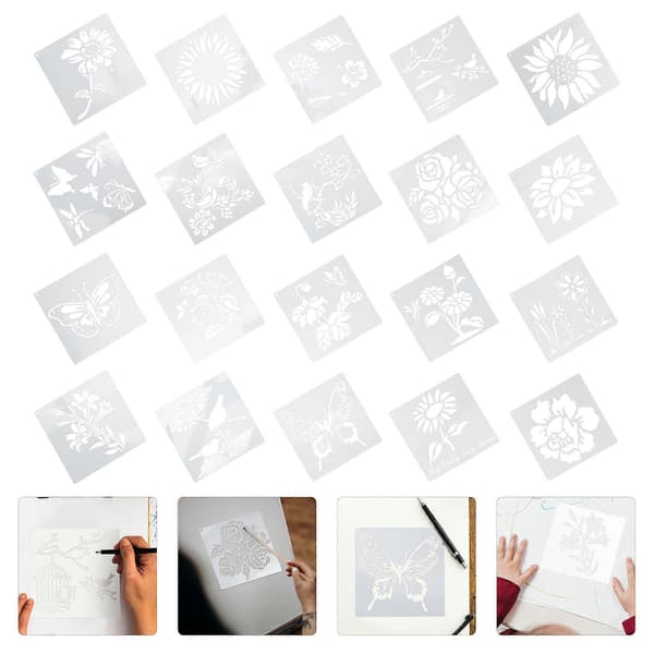 20 st kreativa fjärilsteman schabloner DIY ritmallar (vit)