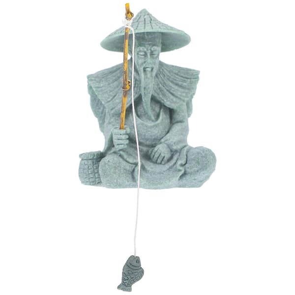 Miniature Fiskerfigur Sandsten Fiskerstatue til Akvarium Mikrolandskab