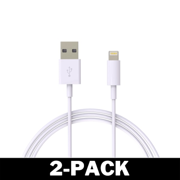2M Lightning Snabb Laddare Kabel Till iPhone Vit iOS14 2-Pack