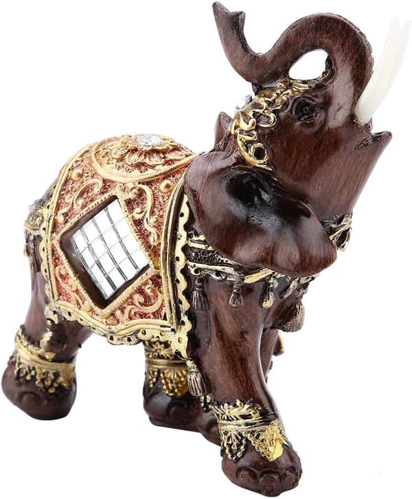 Heldig rigdom elefant statue skulptur Feng Shui træåre 3D Fi