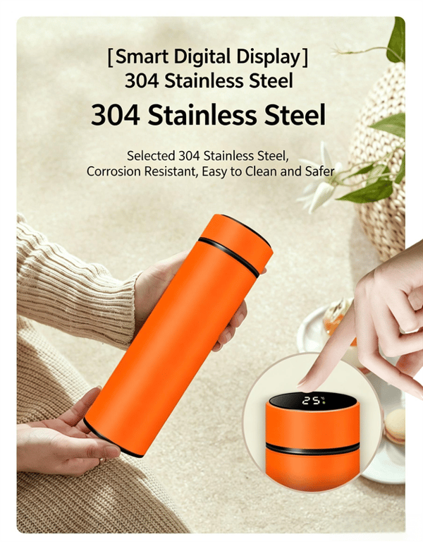 Smart temperaturkontrollerad isolerad kopp + nackmassager presentförpackning för fars dag (orange)
