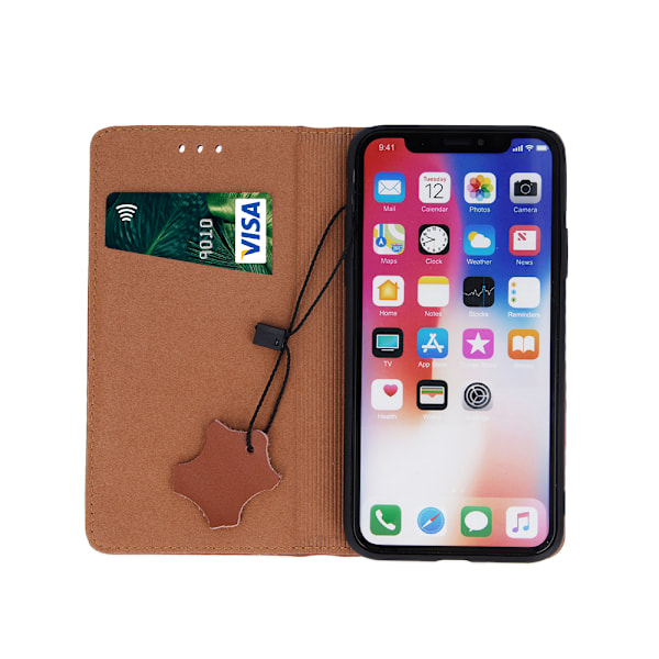 äkta läderfodral för iphone 13 blå blå