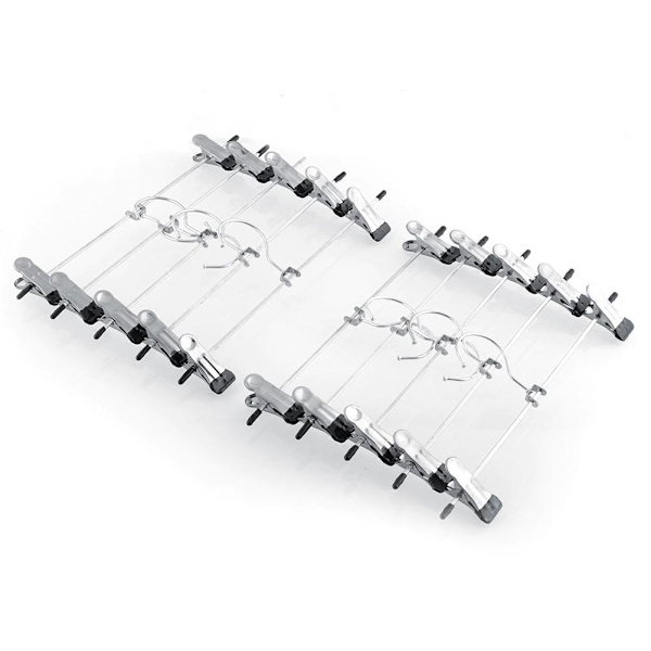 10-pack - Klädhängare med clips, Silver, för byxor
