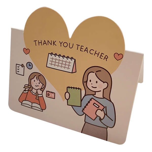 100 st Teachers'Day gratulationskort set, hopfällbar hjärtformad