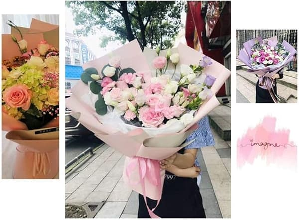 20 tællinger / 10 farver guldkant blomsterindpakningspapir, blomsterhandler buket