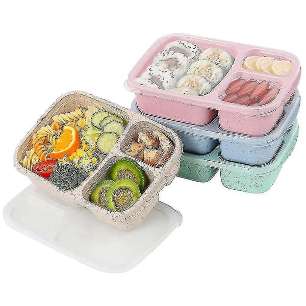 4-pack Bento Lunchlåda, 3-facks Matlådor, Lunchlåda för Barn, Återanvändbar Matförvaring