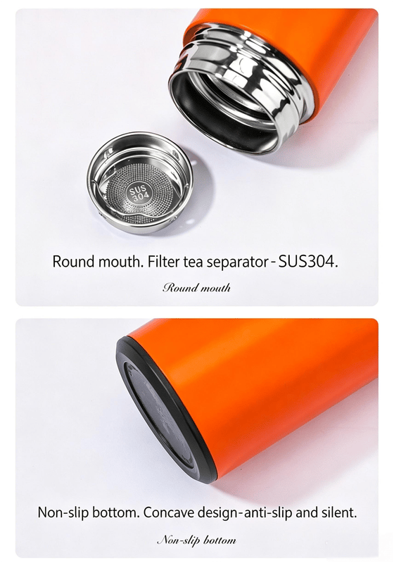 Smart temperaturkontrollerad isolerad kopp + nackmassager presentförpackning för fars dag (orange)