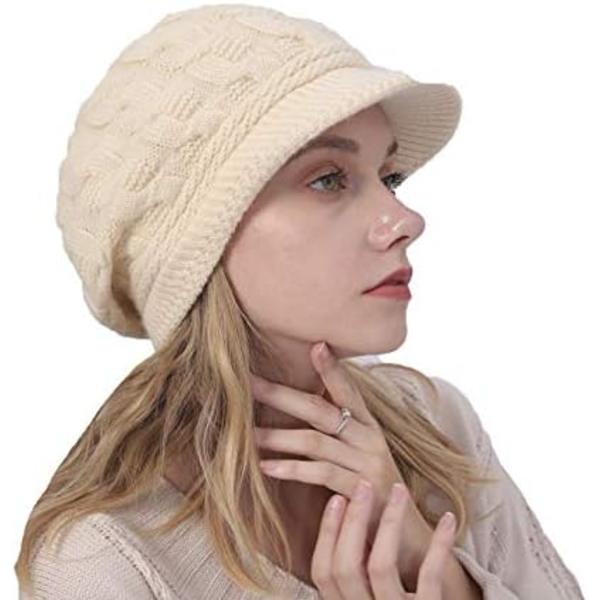 Chic Damvinterhatt med brätte, Dam Vintage Vintermössa, Da