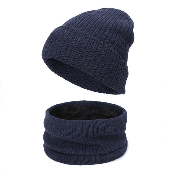 Män och kvinnor stickad mössa set höst vinter förtjockning plysch