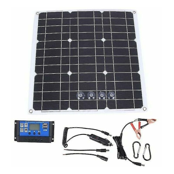200 Watt 200W solpanelsæt med 12V LCD solcellecontroller båd autocamper off-grid