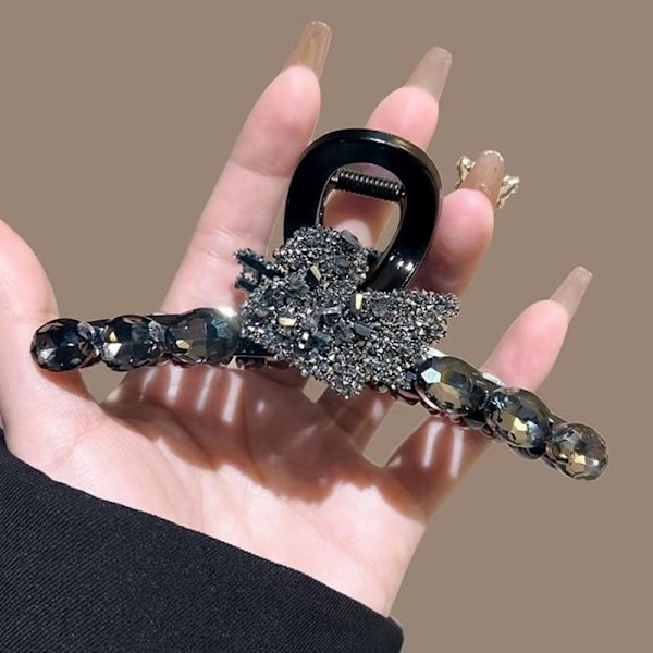2 Stykker Fuld Diamant Sort Svane Grab Klip, Kvinders Baghoved