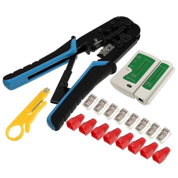 1 Sæt RJ45 Krympeværktøj Multipurpose Cat6 RJ45 Krymper RJ45 Konnektor og Dæksel
