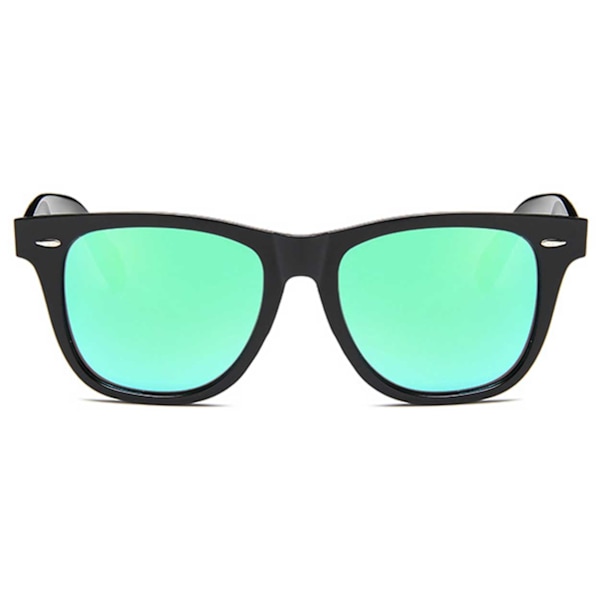 Svarta Wayfarer Solglasögon Grönt Spegelglas svart