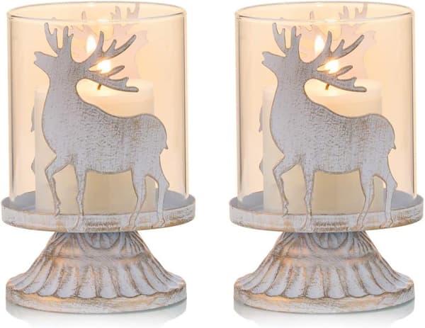 2 Lysestaker Lysestake i Hvit Metall Lysestaker Pillar