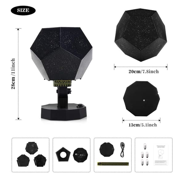 Starry Symphony Lampe, Bluetooth Musikafspiller Integreret Galaxy Stjerne LED Natlys Projektor, Tilbyder Tilpasselige Lyseffekter for Ro