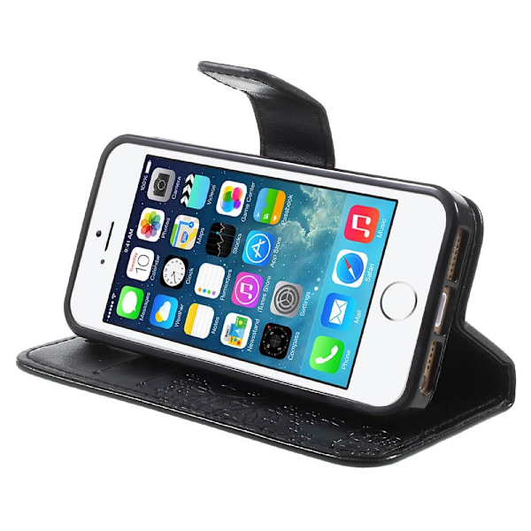 iPhone 5/5S/SE - Fodral Med Tryck - Svart Black Svart