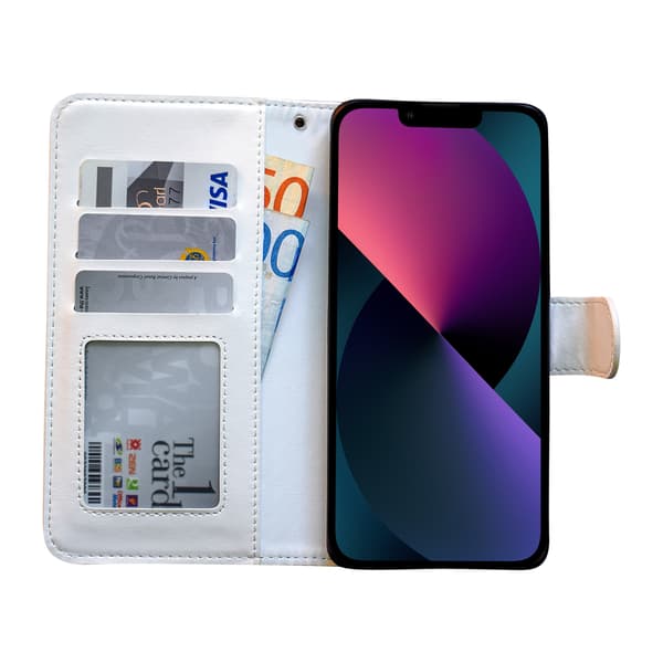 Yksinkertainen eleganssi, iPhone 13, lompakkokotelo, vaaleanpunainen Rosa