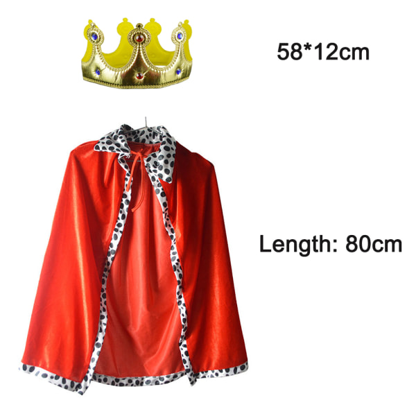 Kids King kostym cape med Crown Halloween King Costume Cape