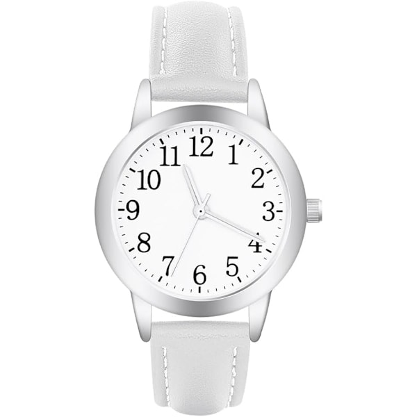 Damklocka, Analog Kvartsklocka, Läderrem Lättläst Ton Klocka Premium Mode Armbandsur för Kvinnor Damer Flickor
