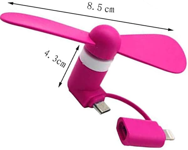 3-paknings telefonvifte, vifter til iPhone, Android-vifte, mini USB-vifte, bærbar justerbar roterende vifte til bærbar PC, egnet for iPhone Android (rosa, blå,