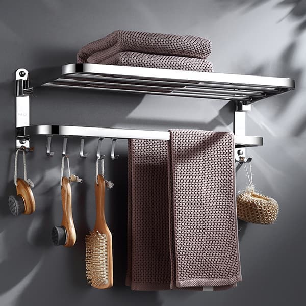 Håndklædeholder til badeværelse, vægmonteret håndklædestativ i rustfrit stål med foldbart design, rustbestandigt og holdbart badeværelsestilbehørssæt til moderne 80cm