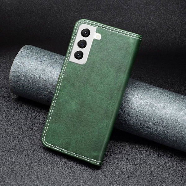 BINFEN tvåfärgat läder Samsung Galaxy S22 fodral - Grön Grön