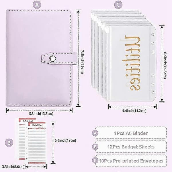 Budget Binder Med Lynlås Kuverter, Kontant Kuverter Til Budgettering, Pengearrangør Til Kontanter, Penge Env