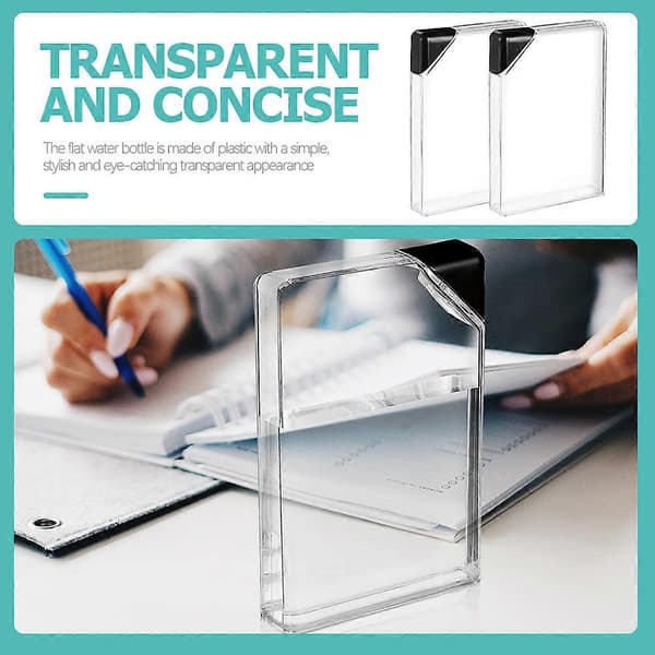 2 stk. transparente flate vannflasker, bærbare flate vannflasker, bærbare reiseflasker