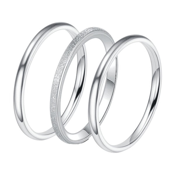 3 st 2 mm rostfritt stål stapelbar evighetsring för kvinnor, förlovningsring- set Komfortpassform Storlek 6-9