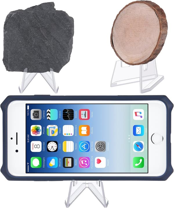 12-pack Kristallklara Mini Kortdisplayer i Akryl, 5,7 x 4,5 cm, Elegant Triangeldesign, Stabil Samlarutställning, Lämplig För Föremål Under