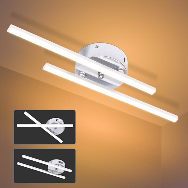 LED Taklampa, Modern Taklampa med Parallellremsdesign och 2-pack Parallelllampa för Vardagsrum, Sovrum, Matrum (2 Varmvit