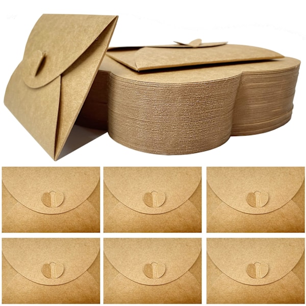 100 st mini presentkort kuvert, hjärtformade kuvert söta DIY kuvert handgjort kraftpapper för tackkort jul alla hjärtans dag presentkort
