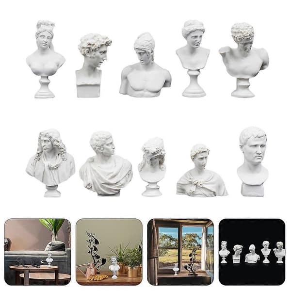 10 stk. skrivebordsdekorasjon Retro kunststatue Romharpiks håndverksfigur