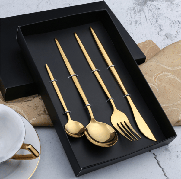 Bestick Set i Guld, Rostfritt Stål, Västerländsk Steak