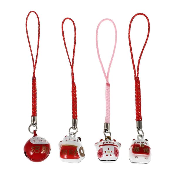 4 stk. Fortune Cat nøkkelring nøkkelringpynt Fortune Cat design hengende pynt (tilfeldig stil)