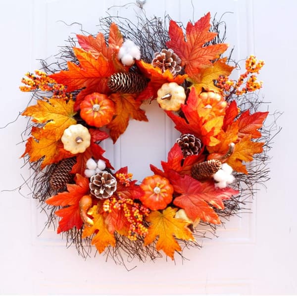 70 stk. efterårs- og Thanksgiving-dekorationer, mini kunstige græskar, P