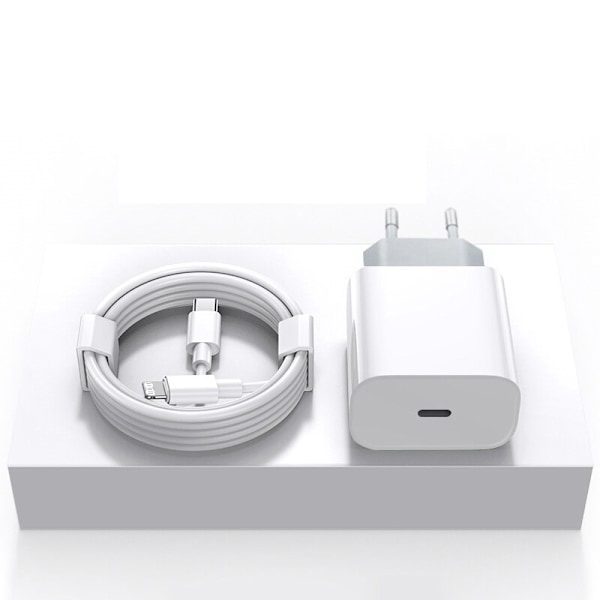 iPhone hurtigoplader USB-C 20W strømadapter med 2m kabel
