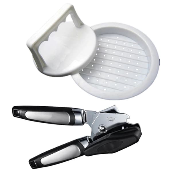 1 stk Hamburger Maker Burgerpresseform og 1 stk brukervennlig boksåpner sidekutt manuell boksåpner