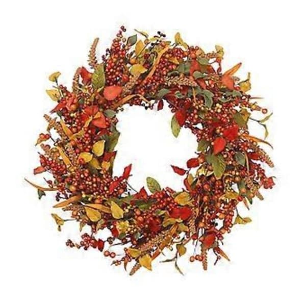 Kunstig høstkrans Høstdørkrans Høstbærkrans for hjem Thanksgiving-feiring (45cm)