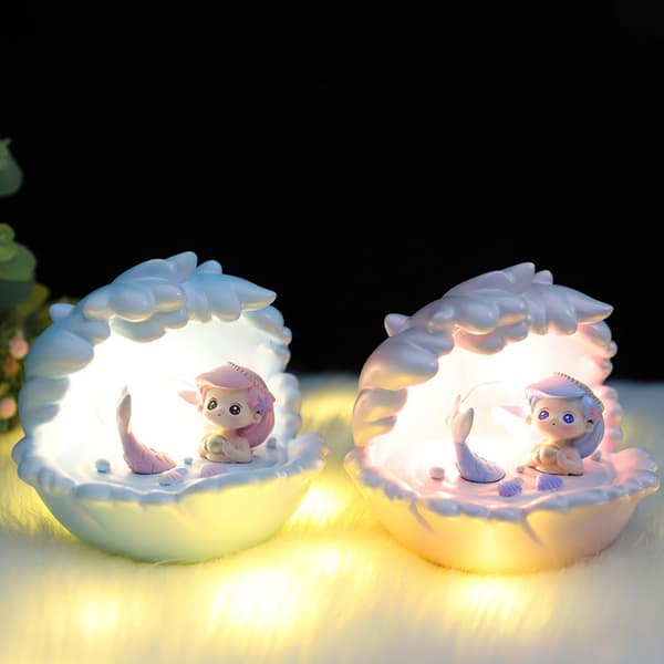 Mermaid Sea Starfish Waves Shells Mermaid Star Lamp Night Light P