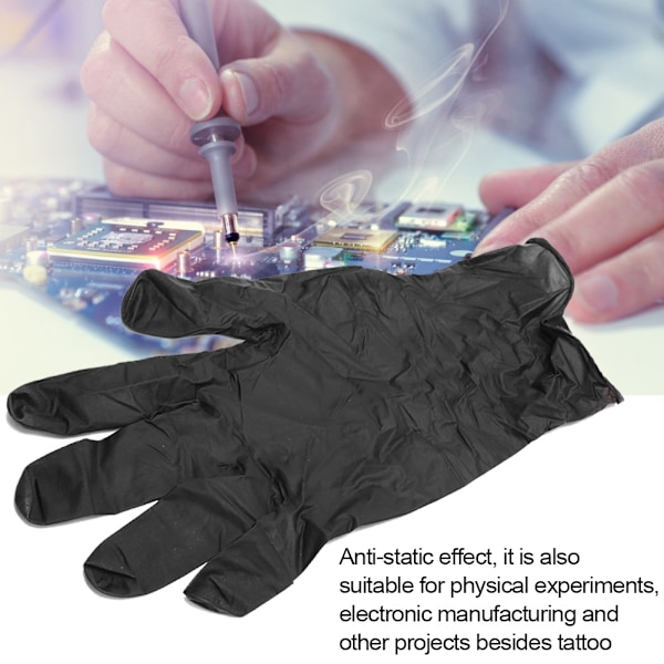 Handskar i syntetiskt material för allergifri hantering, texturerad yta, puderfria nitrilhandskar, ergonomisk design (100 st)