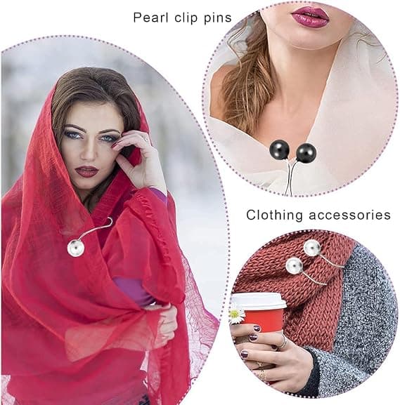 12 stk. hijab-clips med simulerede perler, hijab-broche-clips til kvinder