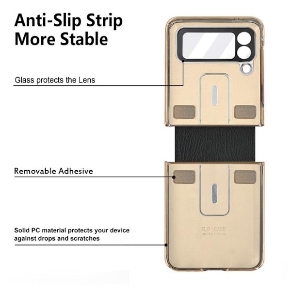 Galaxy Z Flip 4 Skal Ringhållare Läder - Orange