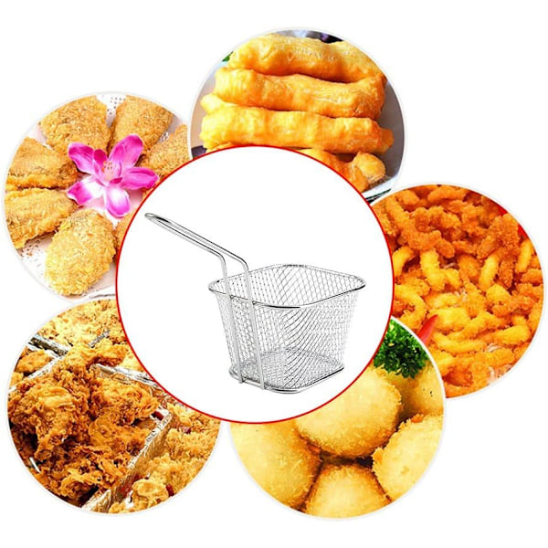 Kompakta Mini Fyrkantiga Fritöskorgar, Set om 8, Rostfritt Stål Mesh för Enkel Rengöring &amp; Säker Förvaring, Förbättrar Din Matlagningsupplevelse