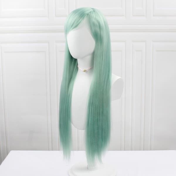 Pitkä vaaleanvihreä cosplay-peruukki