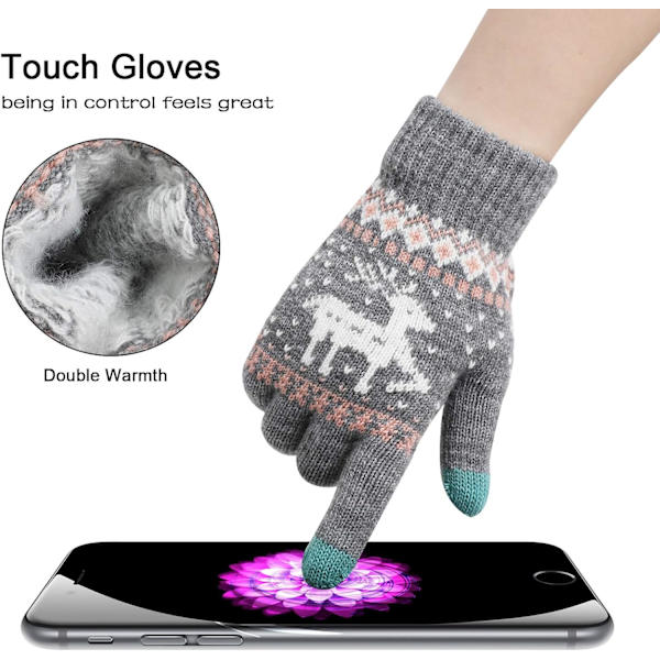 Vinter Strikkede Varme Handsker Unisex Touch Screen, Termisk Elastisk F